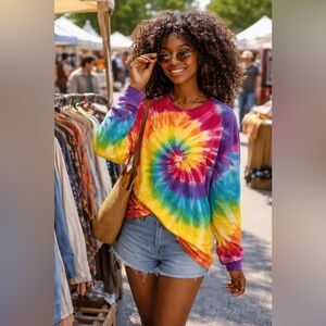 Hanes Vibrant Tie-Dye Long Sleeve Tee